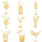 OLYCRAFT Lot de 9 autocollants Martinis en métal doré - 4 x 4 cm - Verre à vin - Autocollants énergétiques autocollants - Autocollants énergétiques - Autocollants en époxy dorés - Pour bricolage