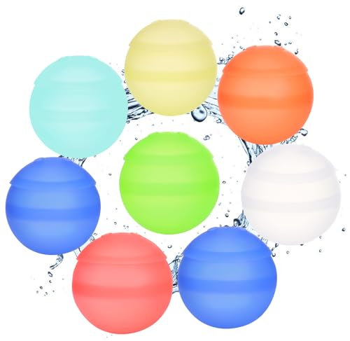 Cosmpeak Bombe D'acqua Riutilizzabili Bombe da Acqua Palloncini d'Acqua Riutilizzabili Giocattolo per Piscina Bombes D'acqua a Riempimento Rapido per Parchi Acquatici, Feste, Piscine (8 Pezzi)