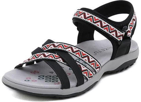 Meik Mangni Damen Slim Slingback Sandalen Sommer Sportliche Sandale Frauen Sportsandale Orthopädische Wandersandalen Outdoor Trekking Sandalen,Schwarz,Gr:38.5 EU=Sohlengröße 39 EU