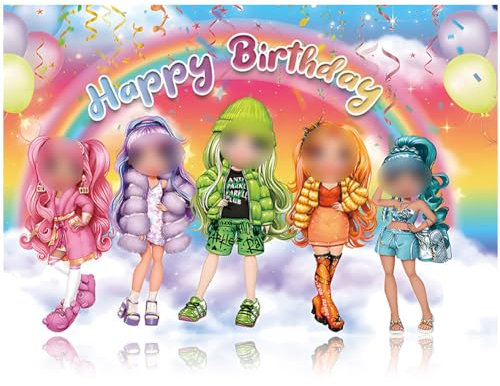 Rainbow Thema Hintergrund, Pink Photography Backdrop, Regenbogen-Geburtstagsdekorationen, Happy Birthday Banner, Fotoshooting Party Dekorationen 1.5x1m