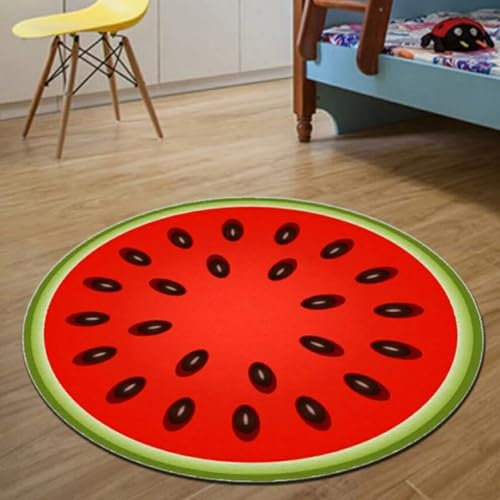 HpLive Niedlicher Lemon rutschfester runder Teppich, Obst-weiche Küchenbodenmatte, leicht zu reinigen (Wassermelone)