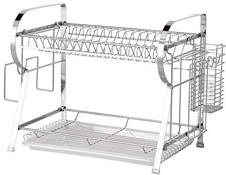 TRUIGYN Rejilla para escurrir Platos, Estante de Cocina de 2 Capas, Rejilla para Colgar Platos de Acero Inoxidable, escurridor para Platos de Cocina, escurridor para Cocina