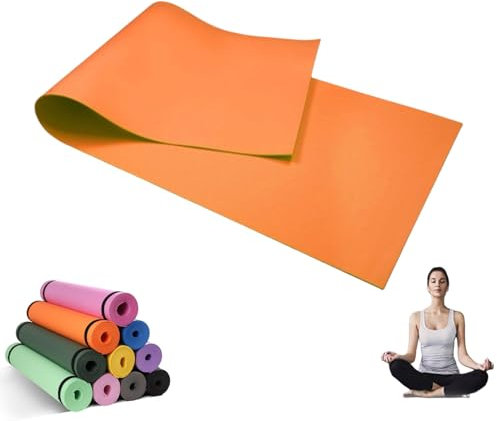 YogaMatte, Yogamatte Rutschfest und Gepolstert - Yoga Matte, Fitnessmatte, Turnmatte, Sportmatte Dicke 4mm, Gymnastikmatte, Gym Matte, Pilates Matte, Fitness Matte Sport (Orange)