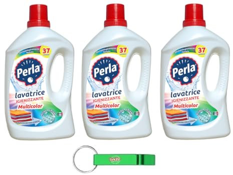 3 x Perla Detersivo Lavatrice Multicolor Per Bucato – Detersivo Liquido per Lavatrice 37 lavaggi – 1850 ml + portachiavi Beni Culinari