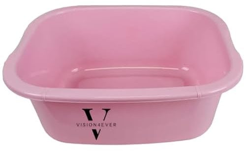 Vision4ever 1x Pink 11 litres Washing Up Bowl Rectangular Plastic Multi-Purpose Basin Mixing Sink Portable Wash Basin
