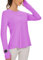 IECCP Wandershirt Damen UV Shirt Laufshirt Langarm Locker UPF 50+ Sonnenshirt mit Rundhals Langarmshirt Damen Sport Oberteil Longsleeve T-Shirts hellviolettrot L
