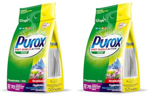 PUROX UNIWERSAL (78 WL) Waschpulver im Foliensack Waschmittel 5,5 kg (Packung mit 2)