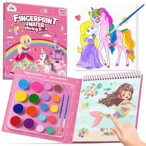 ZMLM Peinture au Doigt Lavable et Peinture Aquarelle pour Enfant, Amusant Princesse Thème Ensemble de Peinture avec Empreintes Digitales pour Bebe Enfants Apprentissage Précoce Cadeau Artisanat Art