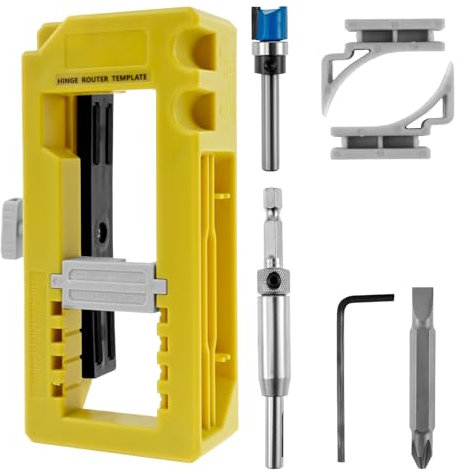 Dandelionsky Door Hinge Mortise Jig Kit, Door Hinge Router Template, Door Hinge Installation Kit Fit 3”to 5” Length and 1/4” Or 5/8” Thickness Only Work On The Door Not The Jamb