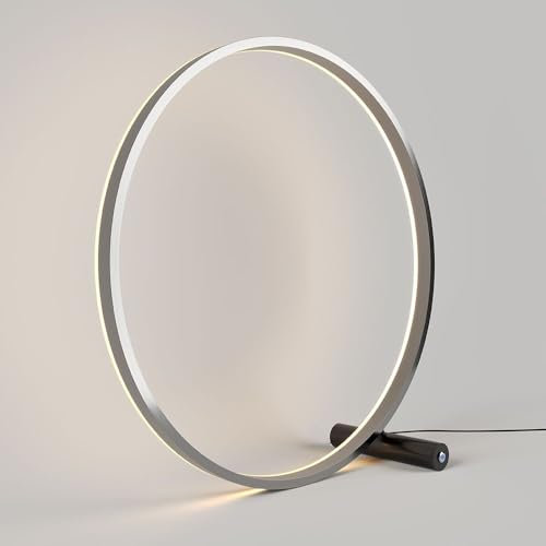 s.luce LED Ring Tischleuchte Direkt o. Indirekt Tischlampe Ringleuchte Ringlampe, Farbe:Schwarz/Aluminium, Größe:Ø 60cm