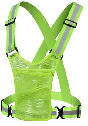 Dreuhuing Reflektierende Laufweste, Reflektierende Weste zum Laufen | Leichte Weste - Verstellbare reflektierende Weste, Laufausrüstung mit Handytasche, gut sichtbare Transport-Arbeitsweste für