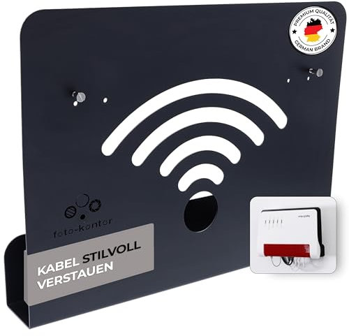 foto-kontor Supporto da parete compatibile con AVM FRITZBox Modem Router con gestione cavi 7690 7590 7590 AX 6660 Cable 7530 5530 8850 6850 6660 6890 7490 nero