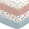 Bimocosy Spannbettlaken 70x140cm, 4er Set für Babybett & Kinderbett, Weiche Mikrofaser, Atmungsaktiv & Oeko-TEX Zertifiziert, Waschbar, Feuchtland Vögel/Eichhörnchen/Altrosa/Nebelblau