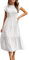 CMTOP Dresses for Women UK Casual Summer Dress Long Crew Neck Ruffle Sleeve Flowy Maxi Dresses Solid Color Elastic Waist Ruched Ladies Dresses Tiered A Line Beach Holiday Sundress(White, XL)