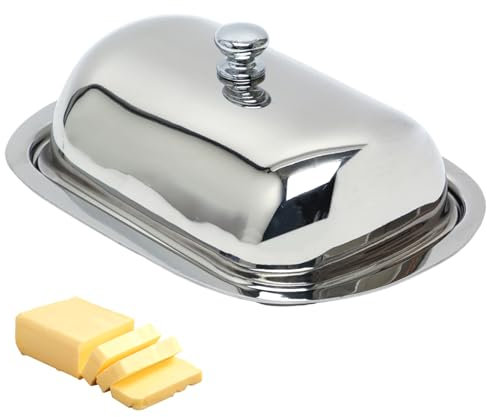 Ksvaye Boite a Beurre pour Frigo, Beurrier Inox 16 x 12cm Butter Dish Boîte à Beurre avec Couvercle et Poignée pour la Cuisine Familiale et les Restaurants,Beurre Frais Conservé