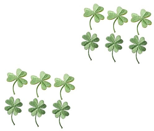 Tofficu 2 Sätze Selbstklebende Aufkleber Vierblättrige Haarspangen Stickerei Nähnadeln Für Stoff Applikationen Nähen Stickmaschine Grünes Band Stickaufkleber Polyester Green 6 Stück * 2