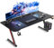 TRIUMPHKEY Gaming Tisch 180 x 60 cm, Gaming Schreibtisch, PC Tisch mit Kopfhörerhaken und Kohlefaserbeschichtung, Ergonomischer Computertisch, Metallgestell, Kohlefaser Schwarz