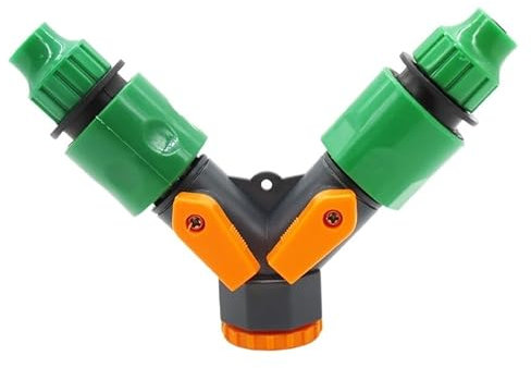 1PC Gray 2 Ways Faucet Water Splitter 1/2'' 3/4'' Female Thread to 4mm 8mm Quick Connector Garden Irrigation Adaptor(A)