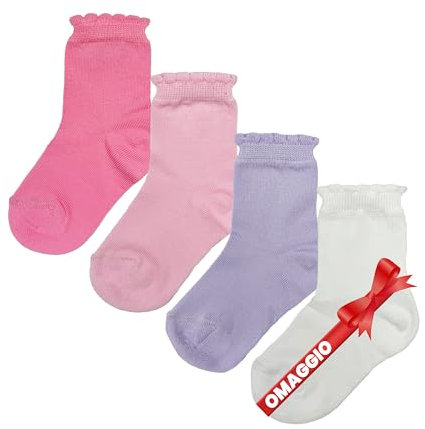 LEON D'ORO Calzini Neonata Cotone 4 Paia Calze leggere filo di scozia 6 12 18 mesi Made in Italy (IT, Età, 6 mesi, 12 mesi, TINTA UNITA-ASS 1)