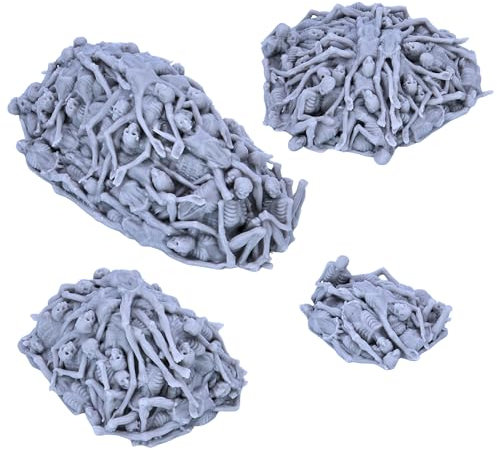 Corpse Pile Terrain Lot de 4 pièces de terrain pour RPG de table | Paysage mort-vivant à l'échelle 28 mm-32 mm | DND, jeux de guerre | Paysage imprimable sous licence | Terrain non peint en résine
