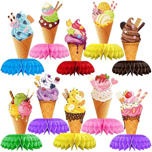 Sommer Party Deko Tischdeko, 3D Sommer Bienenwaben Tischaufsätze, Hawaii Tischdekoration Bienenwaben, Waben-Mittelstück für Sommerparty für Strand Party Sommer Urlaub Geburtstag (10 Stück)