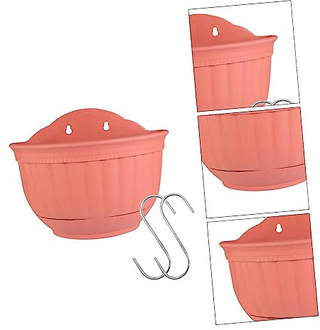Toddmomy Pot Mural Semi-Circulaire en Plastique 14x17 Cm Brique Rouge, Jardinière Suspendue pour Intérieur Et Extérieur Système Drainage Et 2 Crochets