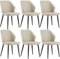 CLIPOP Esszimmerstühle mit Armlehne Kunstleder Küchenstühle Essstühle Gepolsterter Essstühle Sessel Vintage Polsterstuhl für Esszimmer,Wohnzimmer,Schlafzimmer (B Beige, 6er Set