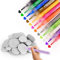 Lot de 15 pierres plates à peindre et 12 couleurs de marqueurs acryliques étanches pour galets de rivière, galets plats de 3 à 5 cm pour travaux manuels, pierres décoratives, crayons pour enfants DIY