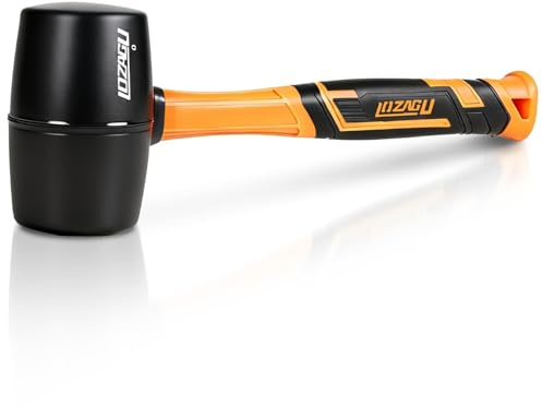 LOZAGU 32oz/920g Rubber Mallet Hammer, Fiberglass Handle, Rubber Mallet for Flooring, Tent Stakes, Woodworking, Camping, Soft Blow Tasks Without Damage