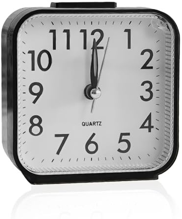 Silent Alarm Clock with Light, Bedside Non-Ticking Travel Clock with Night | Light & Snooze Function Battery Powered Large Display for Kids Bedrooms, Seniors, Heavy Sleepers