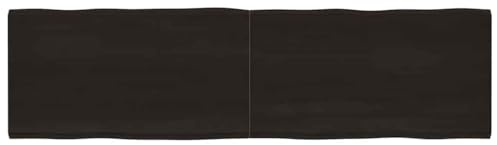 Teenpull Tischplatte 220x60x(2-4) cm, Massivholz Eiche, dunkel lasiert, Baumkante, klappbar, für Esstisch, Schreibtisch & Bürotisch, langlebig