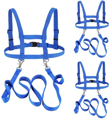 Tmefoy 3 Stück Pferdeleine zum Spielen für Kinder, Verstellbares Pferdegeschirr, pferdeleine Kinder, kinderleine, Spielen Harness für Jungen und Mädchen (blau)