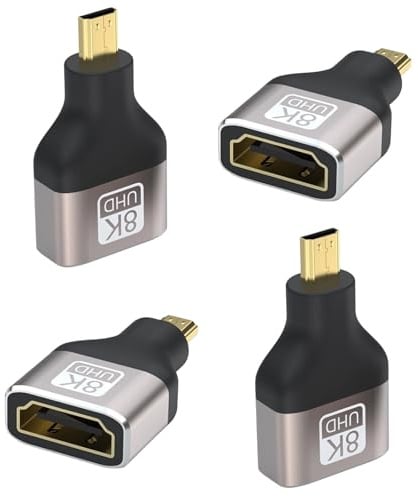 Yupaluz 4 Pcs HDM To Micro HDMI Adapter, 8k@60hz 2.1 Version Micro HDMI To HDM Adapter For 4k@120hz, Tv, Projector & Monitor