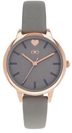 TOM TAILOR - Mädchen Quarz Armbanduhr - Alloy Gehäuse - Kunstleder Armband - Wasserdicht 3 Bar - Herz Design