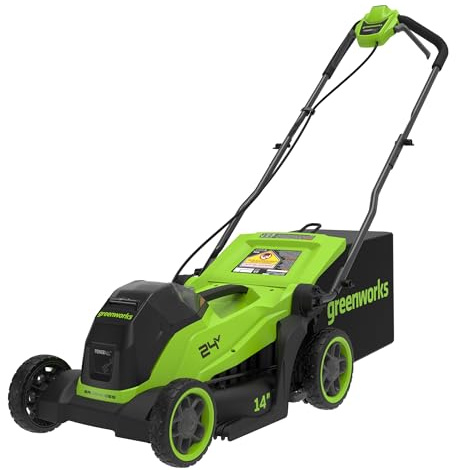 Greenworks 24V Lithium‑Ion Cordless Lawnmower, 36cm Cutting Width, up to 400m², 40L Grass Bag, 6-position central height adjustment 20–80mm, Battery & Charger Not Included – LM3612