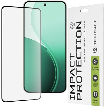 Techsuit Displayschutzfolie für Oppo Reno14 Gehärtetes Glas mit 9H Härte, Vollständige Abdeckung, Stoßschutz, Oleophobe Beschichtung, Anti Fingerabdruck, Blasenfrei, 111D Full Glue