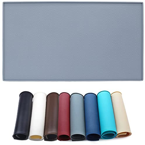 AMZNOVA Dog Feeding Mat Dog Cat Bowl Mat 48cm×30cm Large Waterproof & Anti-slip Food Grade Silicone Pet Food Mat, Grey