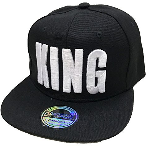 JameStyle26 King & Queen Snapback Set USA Cap Kappe Basecap Mütze Trucker Cappy Kult Partner Look (King Schwarz)