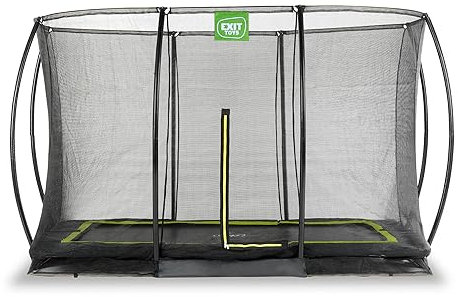 EXIT Toys Silhouette Bodentrampolin - 244x366cm - Rechteckiges Gartentrampolin Outdoor für Kinder - Mit Sicherheitsnetz und Fußschutzsystem - Sicherer Einstieg - Gute Sprungkraft - Schwarz