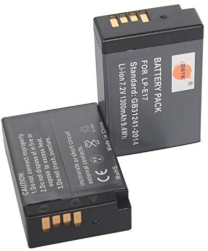 DSTE 2-Stück Ersatzakku Set LP-E17 Batterie kompatibel mit Canon EOS R10 200D 750D 760D 8000D Kiss X8i Rebel T6i Rebel T6s