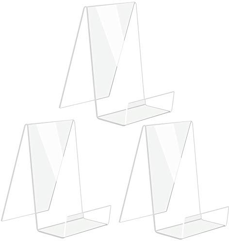 3 Stück Buchständer/Buchstütze, Klarer Acryl-Bücherständer, Buchaufsteller, Acryl Buchständer für Bücher, Transparent Plastik Bücherstand für Anzeigen Von Büchern, Notizbüchern, Bilderbüchern