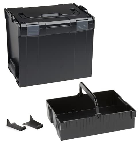 Bosch Sortimo L-BOXX 374 Größe 4 schwarz | mit Einhängeeinsatz schwarz | Transportsystem Werkzeug | Ideale Werkzeug Aufbewahrung Box