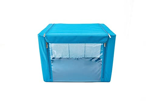 Periea Beth Multi-purpose Household Storage Boxes – Collapsible & Stackable – Strong Metal Frame – Clothes & Bedding Storage Bags – Turquoise – Large