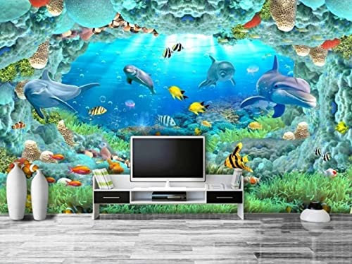 Tapeten Fototapete 3D Effekt Aquarium Unterwasserlandschaft Fisch Wandbilder Wohnzimmer Deko Schlafzimmer Tapete Vliestapete