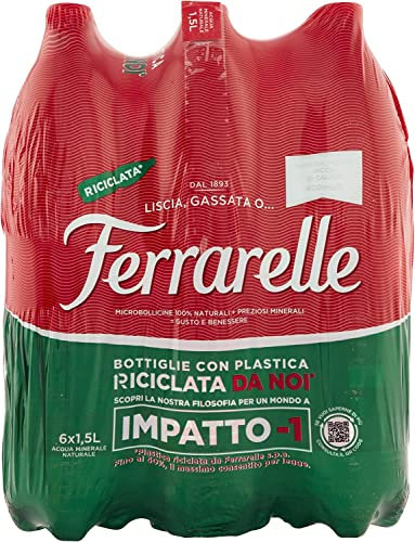 12x Ferrarelle Acqua Minerale Effervescente Naturale Mineralwasser sprudelnd natürliche PET 1,5Lt Italienisches Wasser