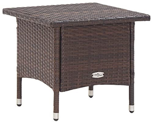 CIADAZ Teetisch, Balkontisch, Beistelltisch Outdoor, Balkon Tisch, Gartentisch Klein, Tisch Klein, Gartenmöbel, Terrassen Tisch, Braun 50 x 50 x 47 cm Poly Rattan