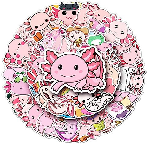 Axolotl Decals – wasserfeste Axolotl Aufkleber Wasserflasche Aufkleber – Axolotl Aufkleber Axolotl Geschenke Party Favors, niedliche Dekoration für Kühlschränke, Laptop, Skateboard Foccar