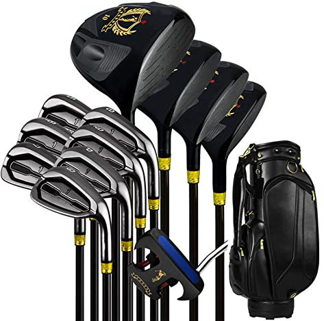 Produkte 13-teiliges Golfschläger-Set, inklusive Nr. 1 Holz, Nr. 3 Holz, Nr. 5 Holz, Eisenhölzer, 7 Eisen, Putter, Golftasche, Farbe: Schwarz