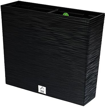 Valle Verde Jardinière 2 en 1 - Avec insert - Pour la maison, le jardin, la terrasse - Aspect ciseau - Rectangulaire - Plastique - 49,8 x 58 x 18 cm - Anthracite