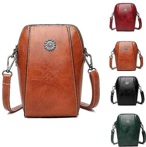 Raipult All-Match Vertikale Handytasche, Mini Schulter wasserdichte Crossbody Brieftasche Handytasche für Frauen, Braun